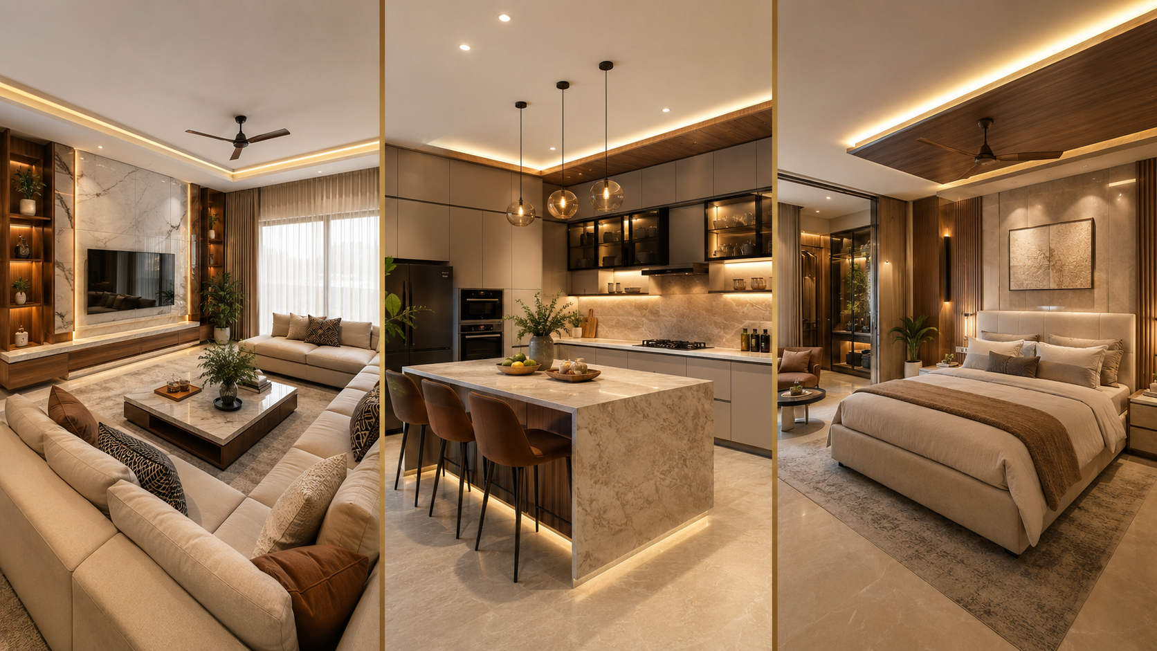 Living room kitchen and bedroom makeover