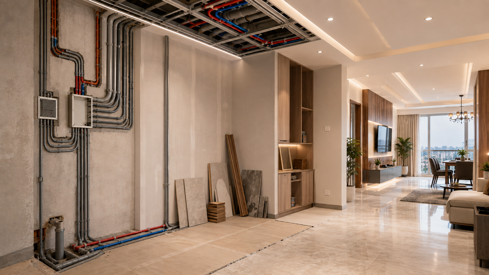 Electrical plumbing and civil coordination for renovation