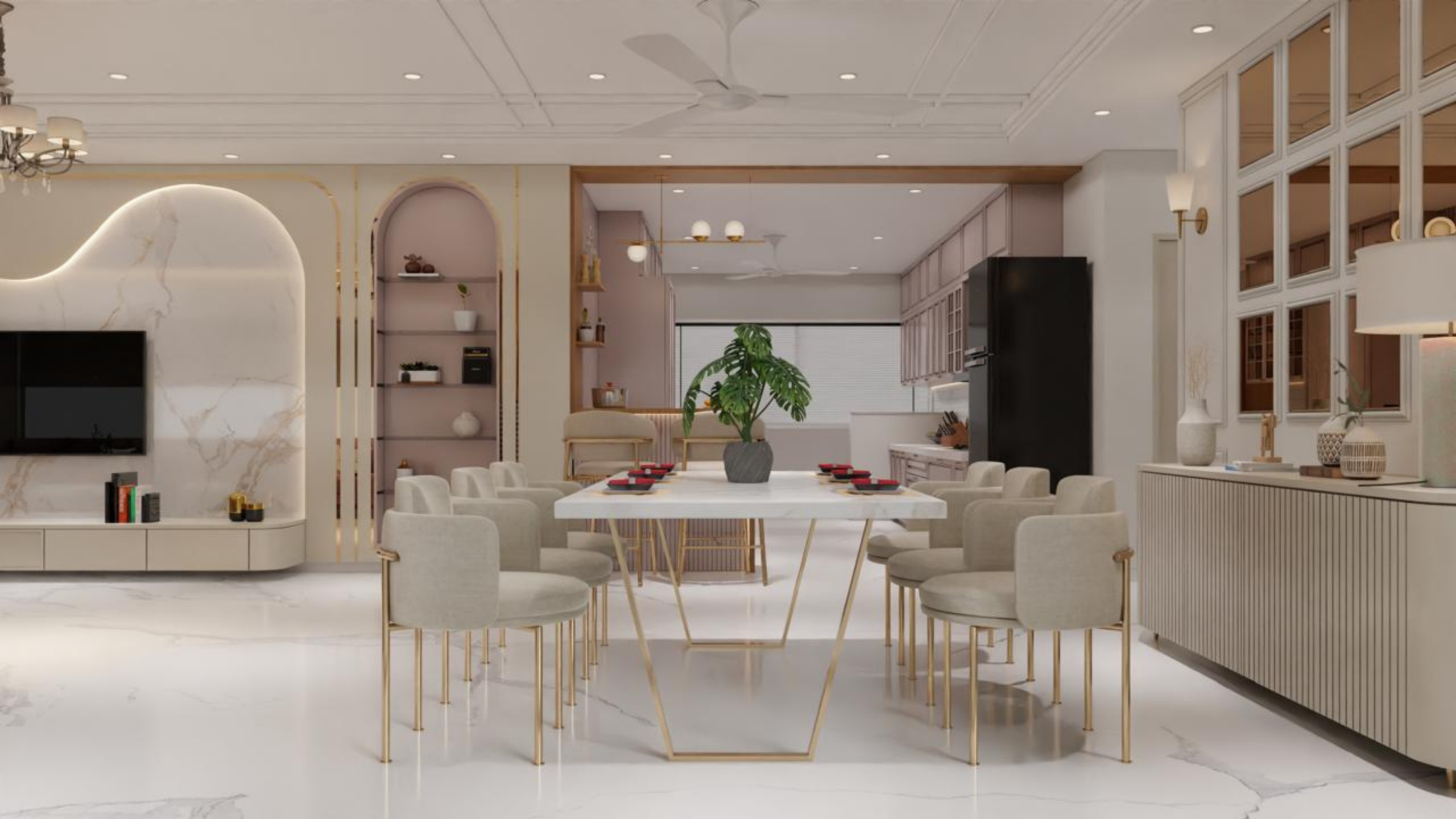Elegant dining area interior by Interior Elevation