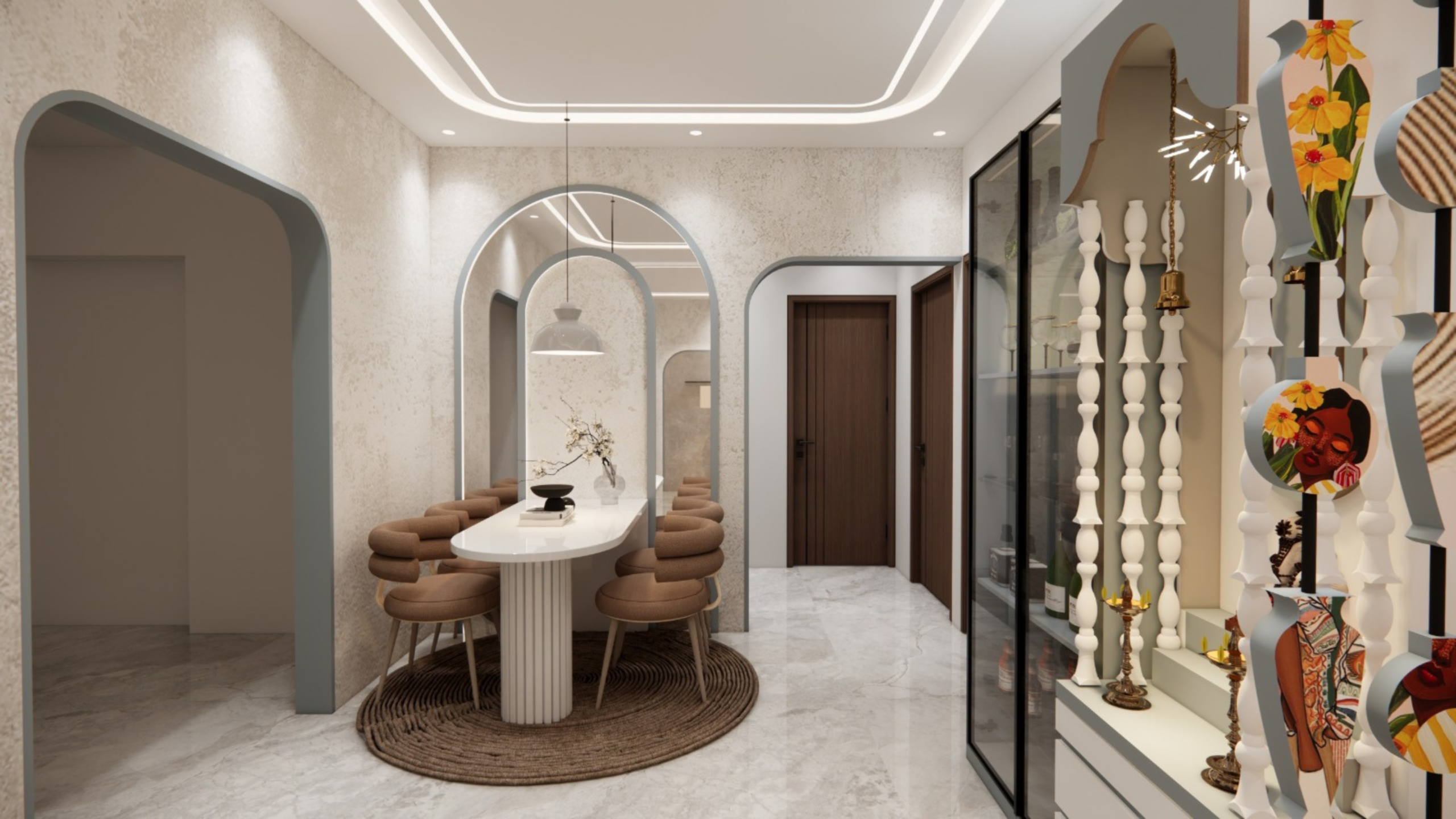 Warm and inviting dining area interior