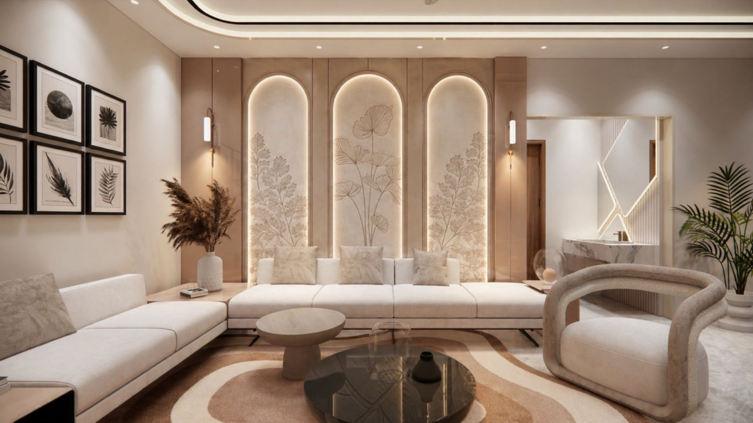 Premium living room interior showcase