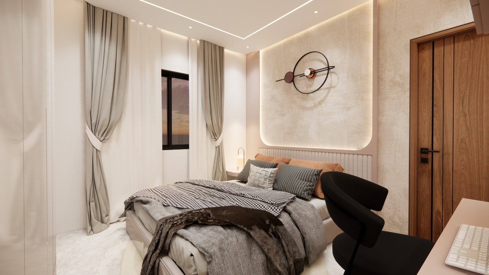 Sophisticated bedroom interior styling