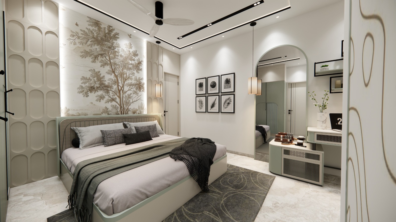 Refined modern bedroom interior design